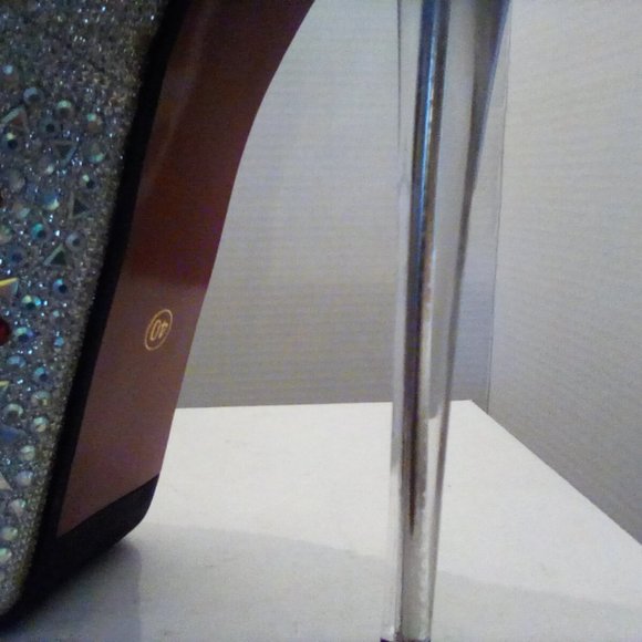 Ruby and crystal platform pumps with Lucite heels - Picture 4 of 6